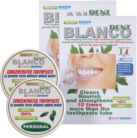 Blancodent Kit -Powder Toothpaste Fluoride Free, Natural Teeth Whitening and Alkalizing Toothpaste for White Teeth and Healthy Gums