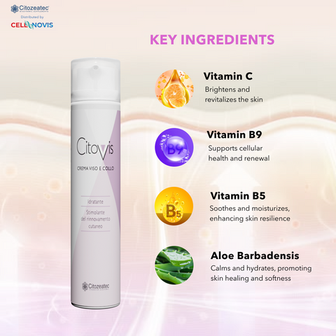 CITOVIS - Moisturizer Face & Neck Cream - Vitamin C, B5, B9 – Brightening, Anti Aging, Hydrating, Skin Wrinkle Cream