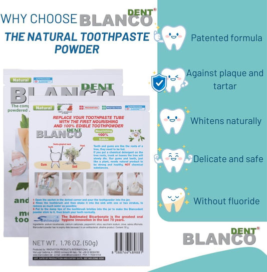 Blancodent Kit -Powder Toothpaste Fluoride Free, Natural Teeth Whitening and Alkalizing Toothpaste for White Teeth and Healthy Gums