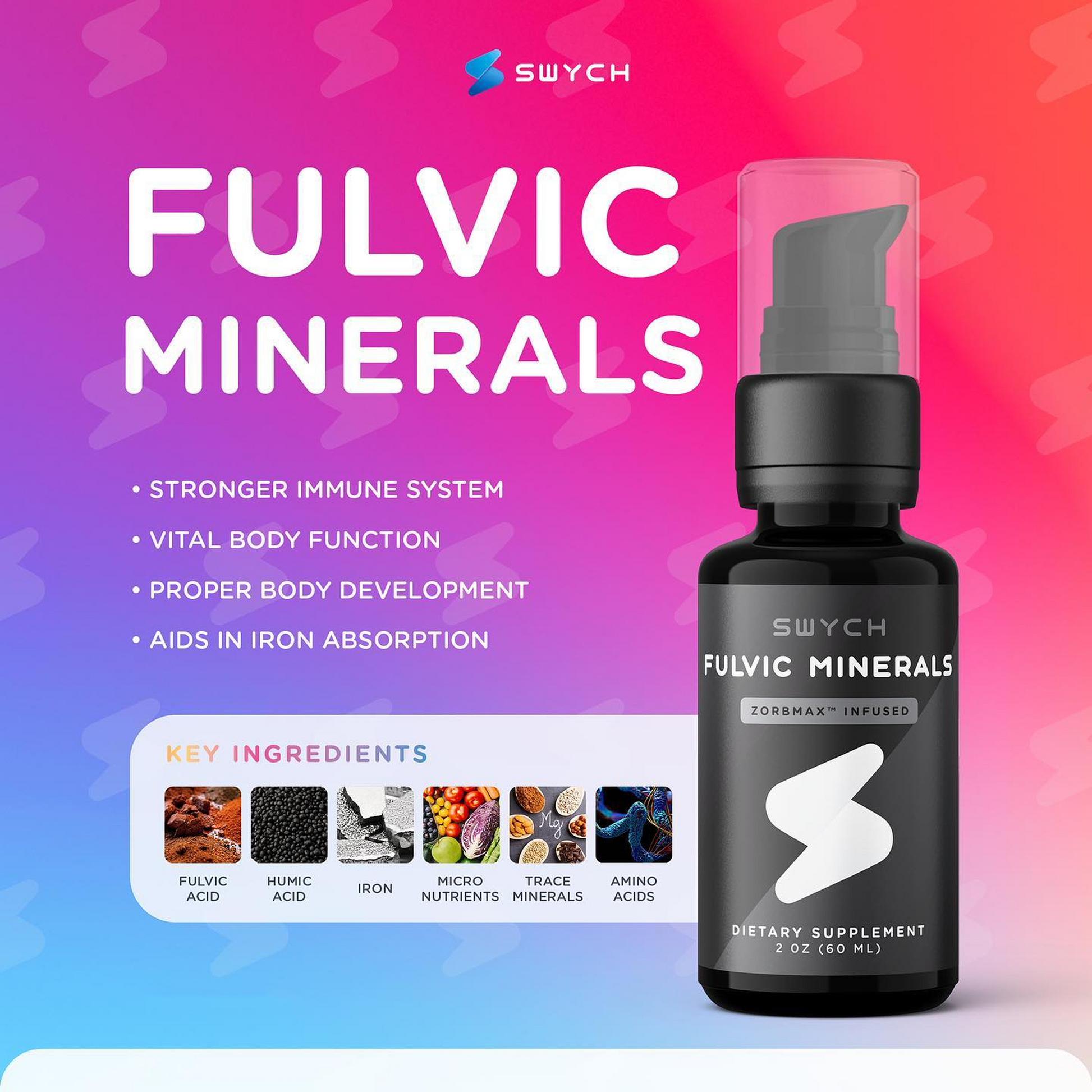 Fulvic Minerals - Trace Minerals, Humic Acid- Support Immune System, Vital Body Function, Heart & Bone