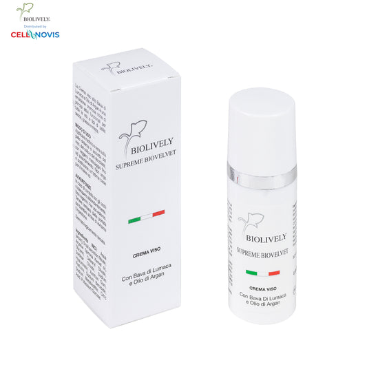 SUPREME BIOVELVET Snail Mucin and Argan Oil Cream - Anti-Wrinkle & Anti-Aging Properties - for Face, Neck & Eye Contour