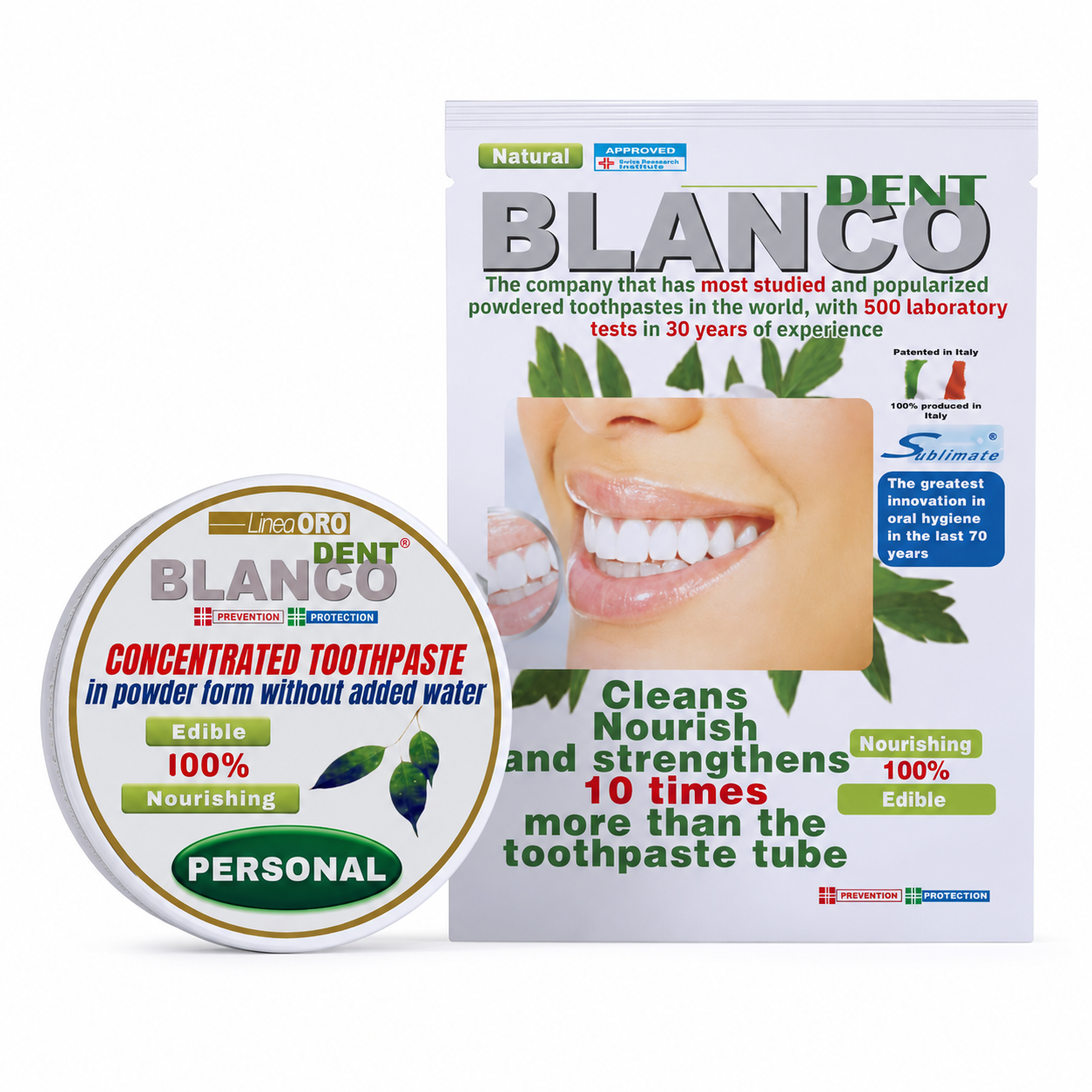 Blancodent Kit -Powder Toothpaste Fluoride Free, Natural Teeth Whitening and Alkalizing Toothpaste for White Teeth and Healthy Gums