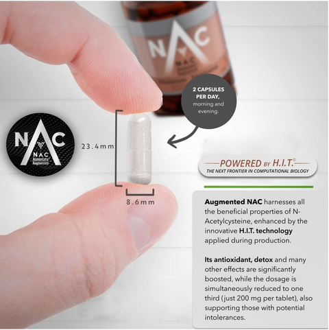 Augmented NAC (90 caps) - Powerful Supplement in Antioxidant and Detox Effects - N-Acetyl-Cysteine - Glutathione Precursor