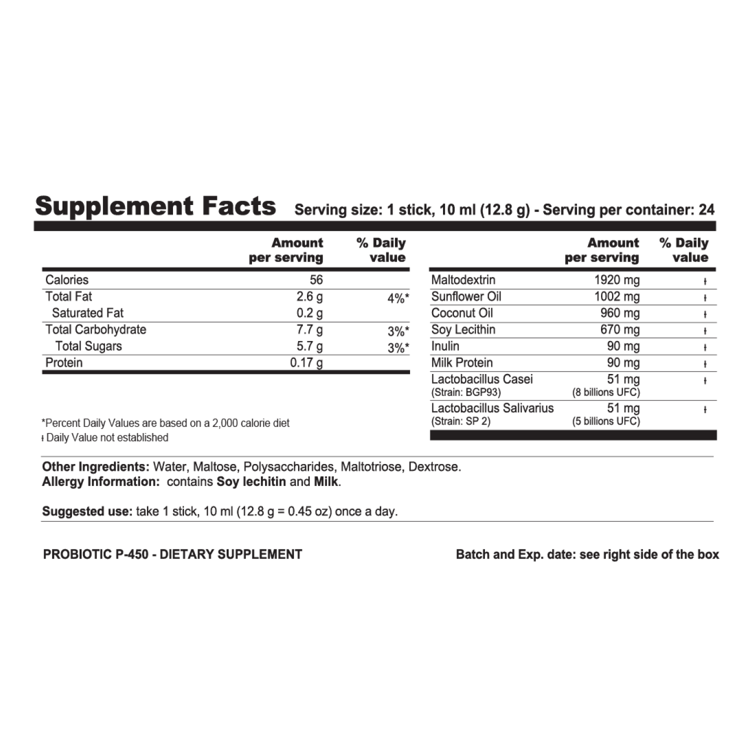 PROBIOTIC P-450 - Daily Probiotic For Immune, Digestive & Gut Health - Supports Occasional Constipation, Diarrhea, Gas & Bloating - for Women & Men - 13 billion CFU